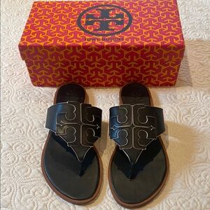 Tory Burch, black leather sandals 7.5